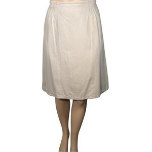 Coldwater Creek Beige Tencel Cotton Midi Skirt Plus Size 2X Elastic Sides
